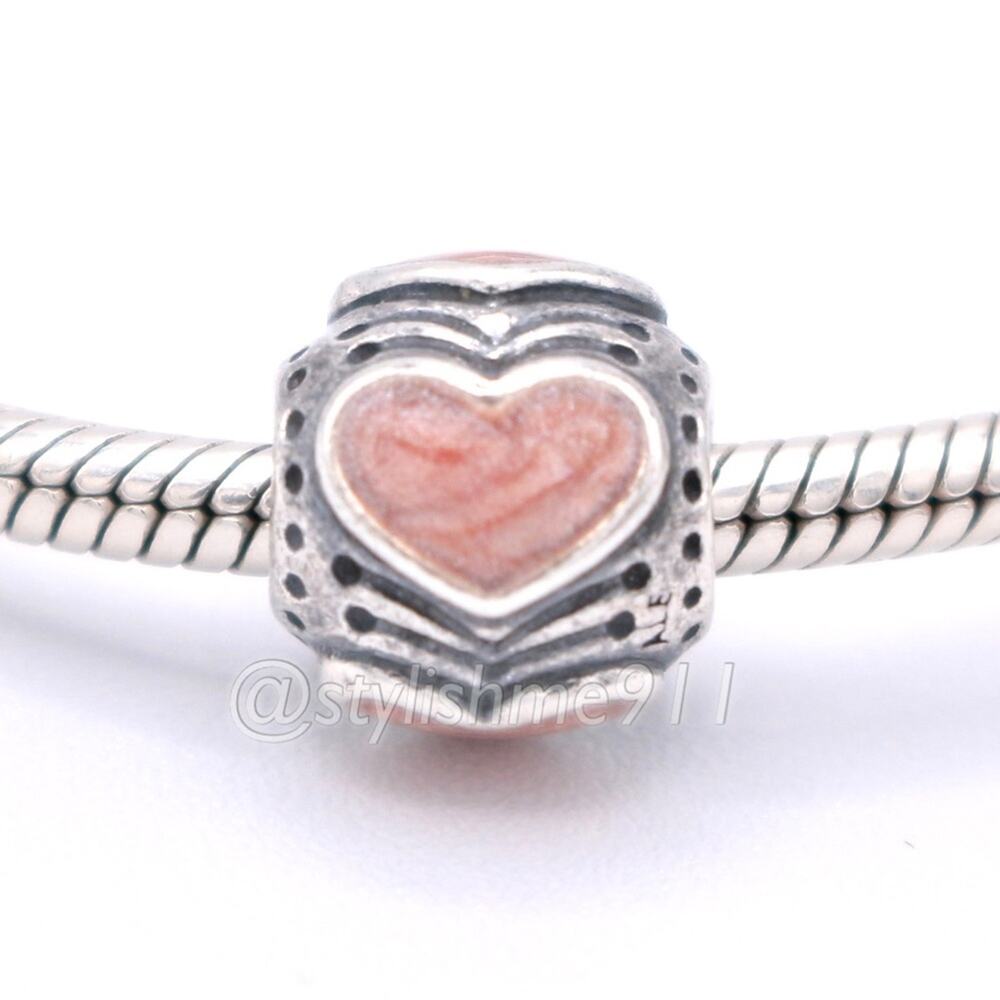 RARE Authentic PANDORA Rose Enamel Hearts Charm